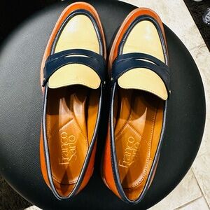 Franco Sarto Penny 2 Loafer 6.5 Navy/Cream/Brown LIKE NEW